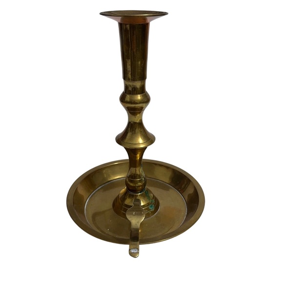 Solid Brass Taper Candle Holder 8" Candlestick Cottagecore Christmas Gift Vtg - Picture 5 of 9